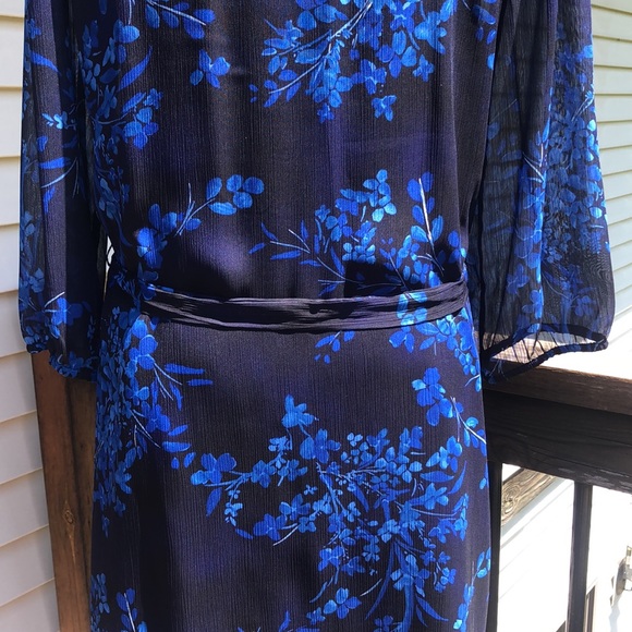 Navy Floral Shirt Dress by Express - Picture 11 of 16